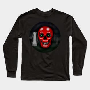 Skull, painful itchy rash red, with background Long Sleeve T-Shirt